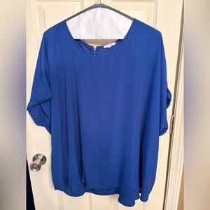 Maurices Cobalt Blue Delton back zip Short-Sleeve Blouse